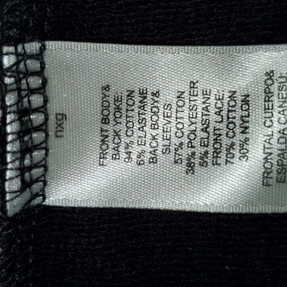 CHICOS ZENERGY COLLECTION Knit Black Lace Black/Cream Stripe JACKET Sz 3 XL 16 - Picture 12 of 13